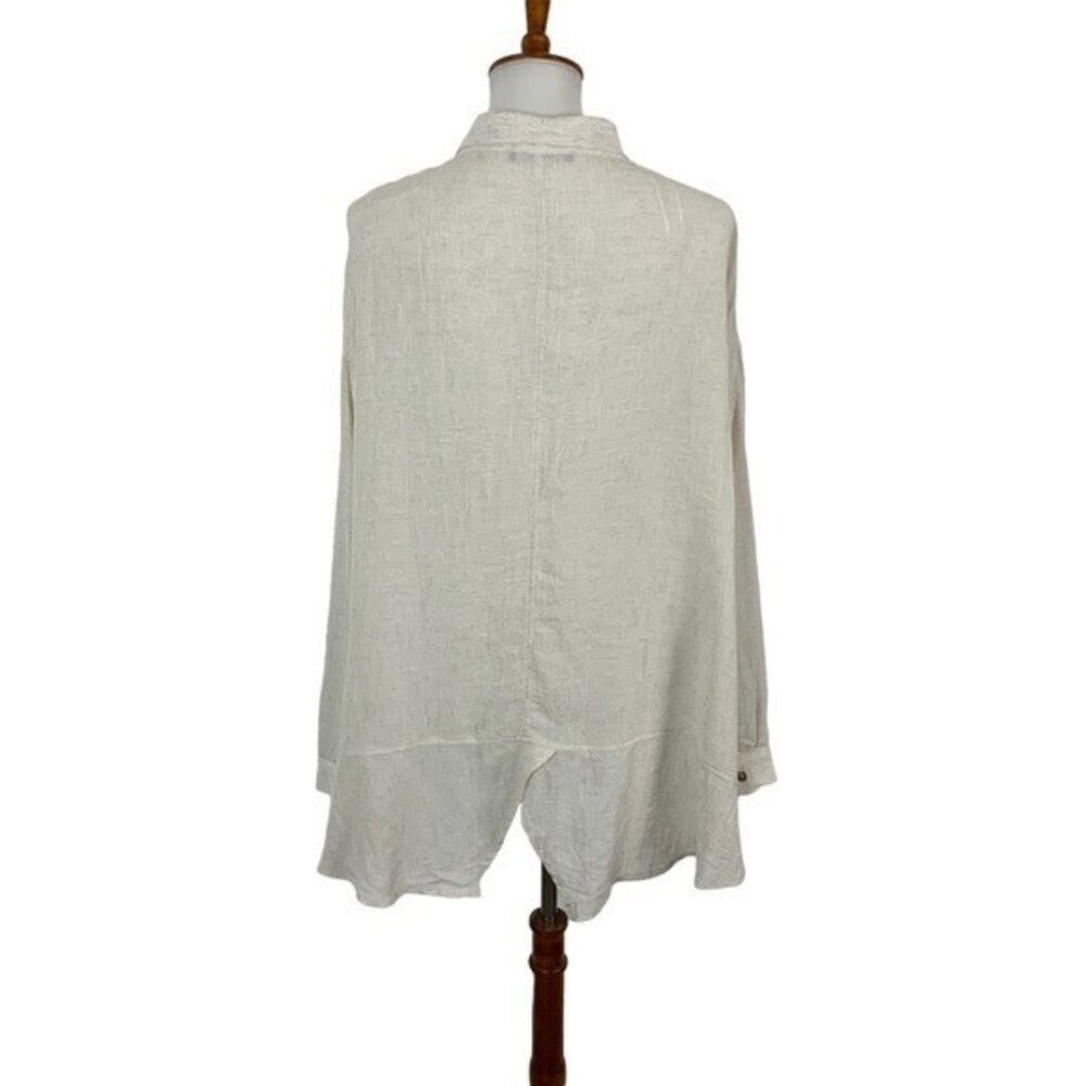 Nilmark Cream Button Down Top Large Long Sleeve C… - image 3